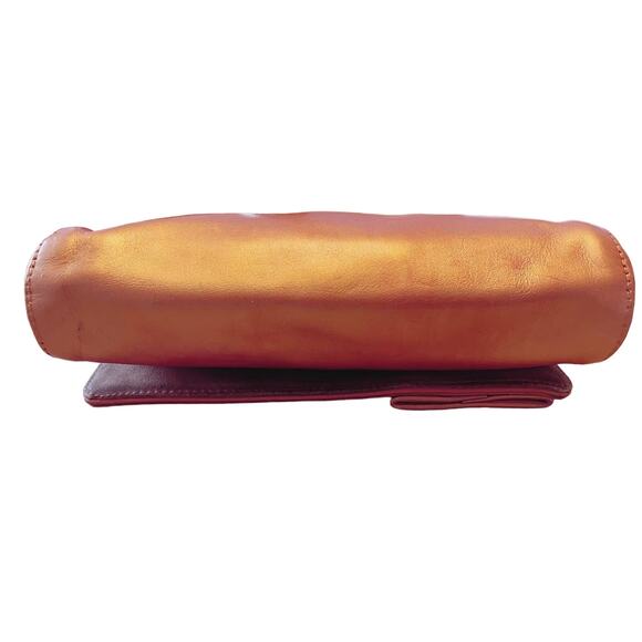 FURLA Refurbished Bag Leather Crossbody Detachable Strap Rose Gold Clutch Italy - Picture 6 of 16